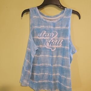 NWOT Womens XL(16-18) Secret Treasures Blue Stay Chill Tank Top Pajama Shirt